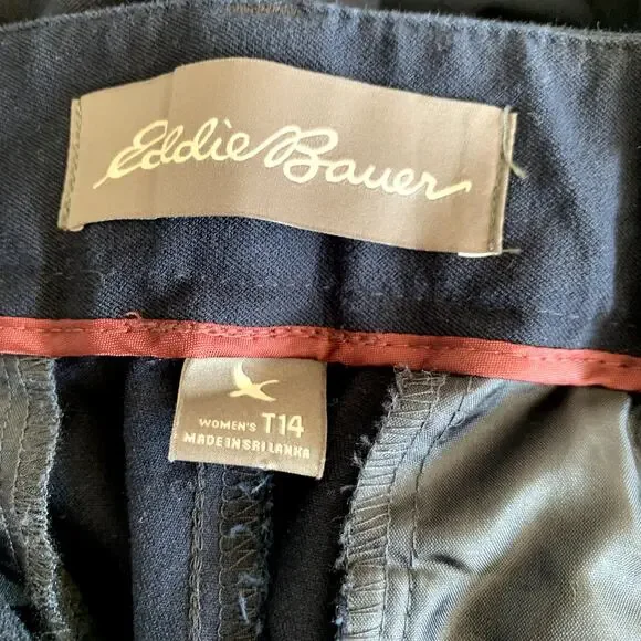 Eddie Bauer Curvy Fit Dress Pants Size 14 Blue Trouser Bootcut Wide Leg Mid Rise - Picture 6 of 9